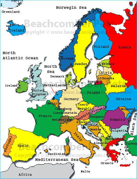 Europe Map-Beachcomber Pete Europe Map-Beachcomber Pete
